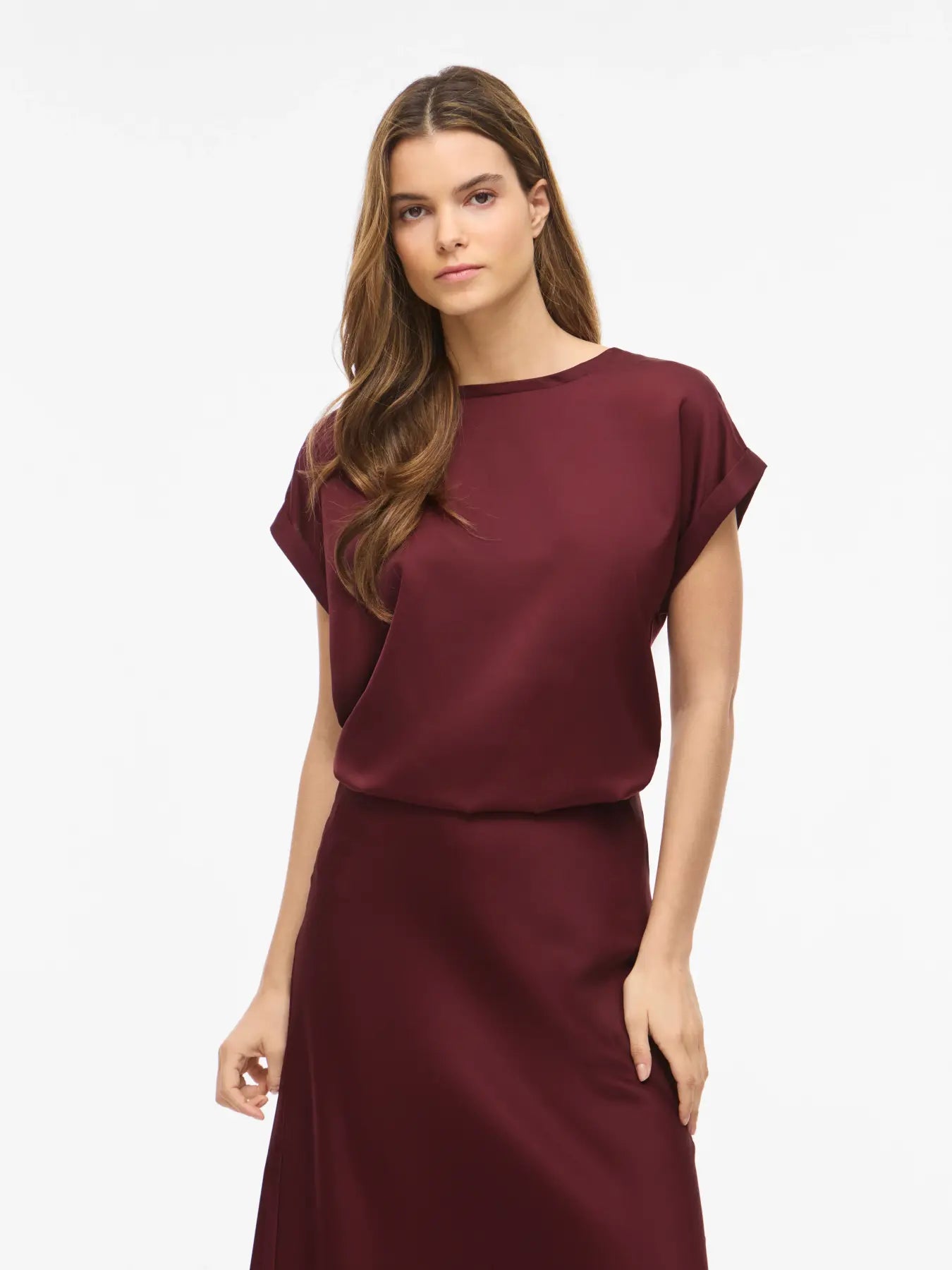 VIELLETTE S/S SATIN TOP- PORT ROYAL