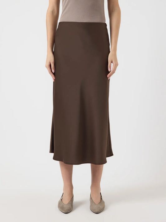 YASPELLA HW MIDI SKIRT CHOCOLATE BROWN
