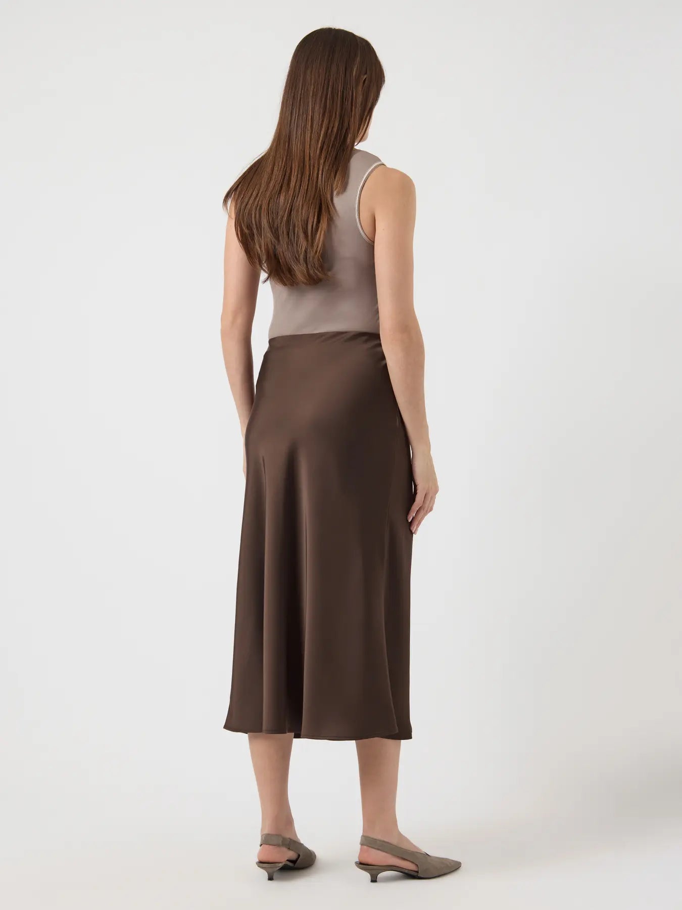 YASPELLA HW MIDI SKIRT CHOCOLATE BROWN