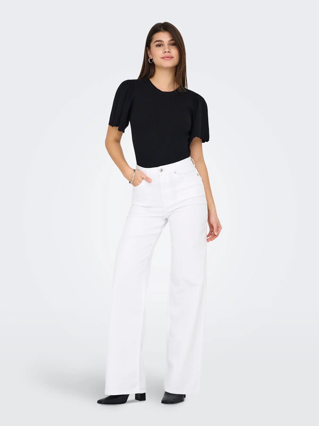 ONLMADISON BLUSH HW WIDE DNM WHITE
