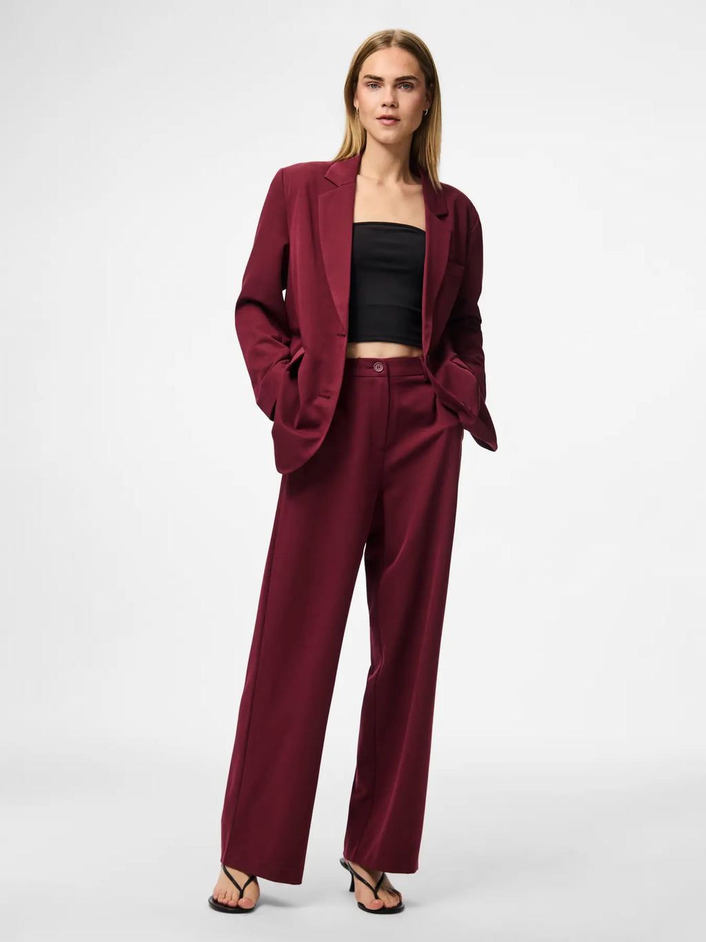 PCKAMIL HW WIDE PANT TAWNY PORT