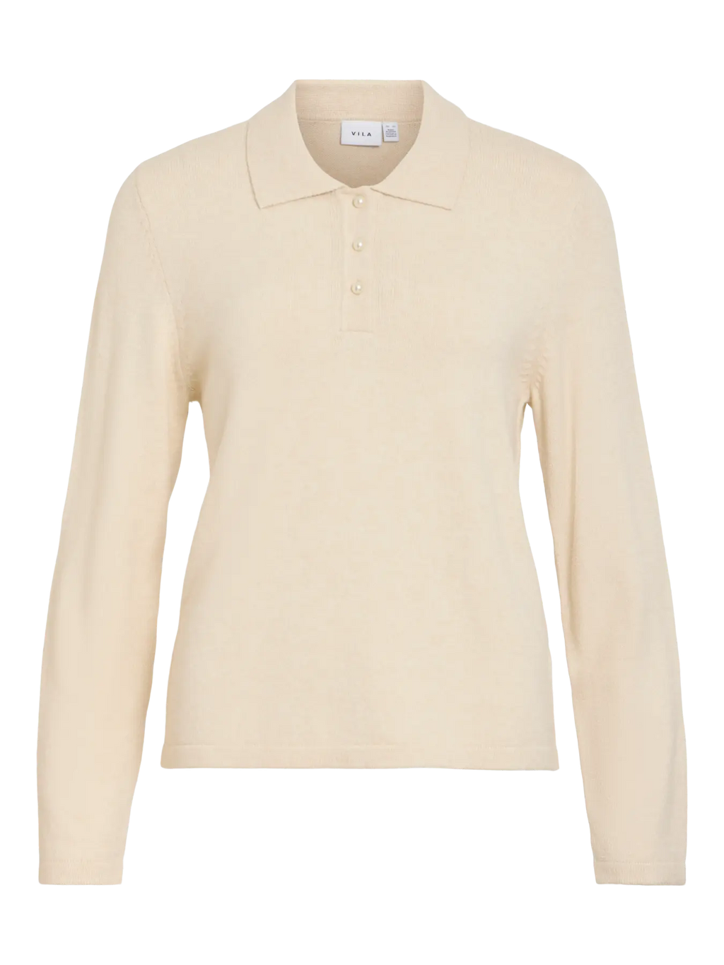 VIRIL L/S POLO PULLOVER KNIT SUPER LIGHT NATURAL MELANGE