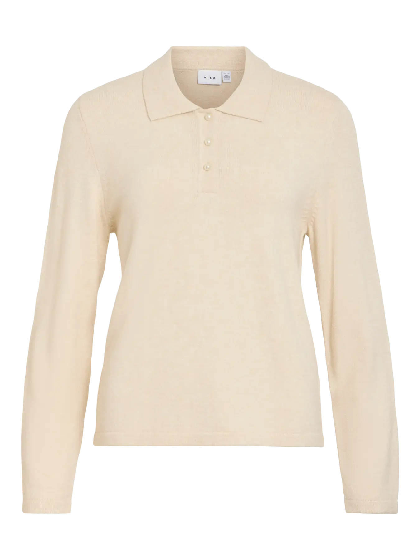 VIRIL L/S POLO PULLOVER KNIT SUPER LIGHT NATURAL MELANGE