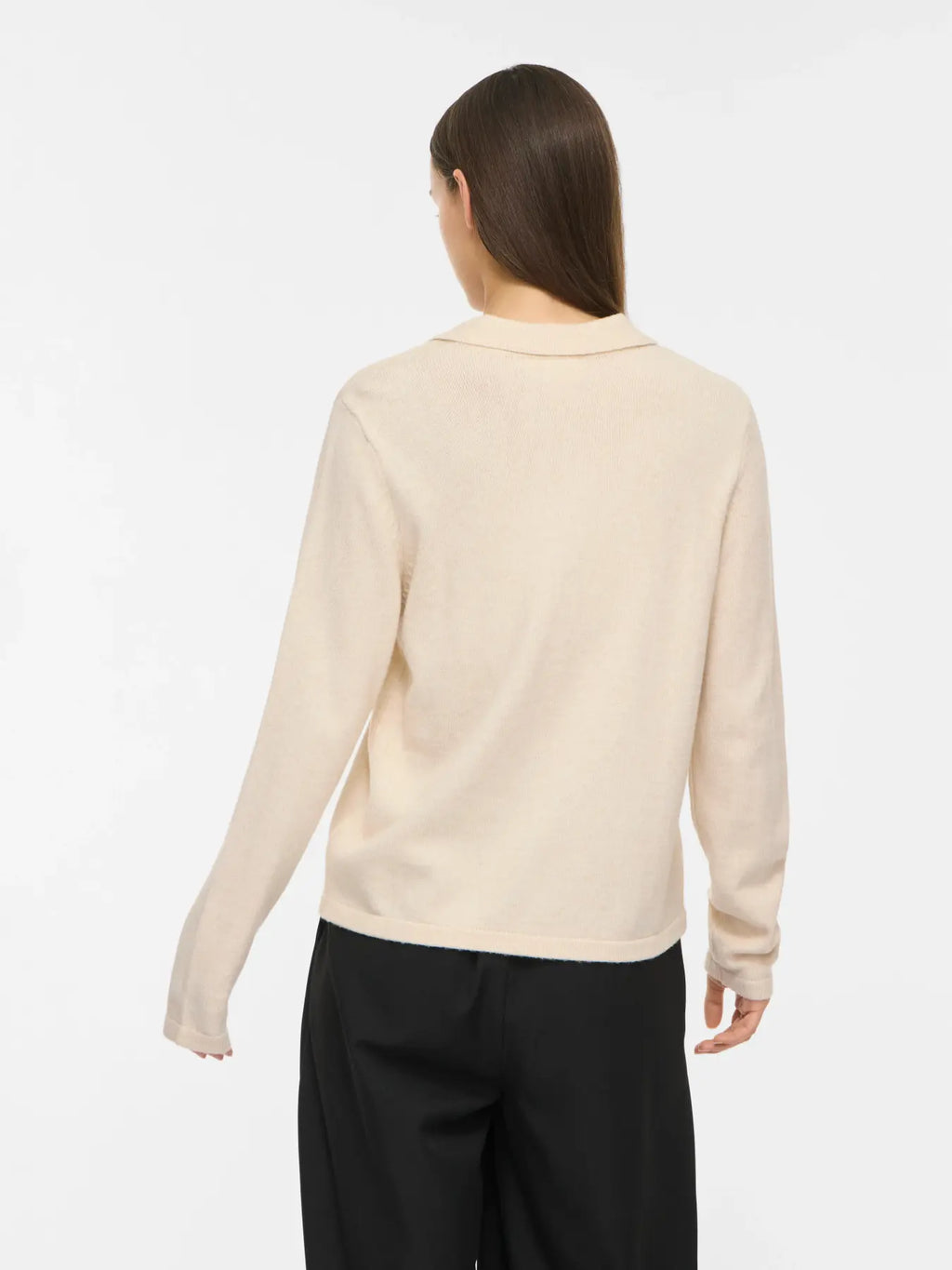 VIRIL L/S POLO PULLOVER KNIT SUPER LIGHT NATURAL MELANGE
