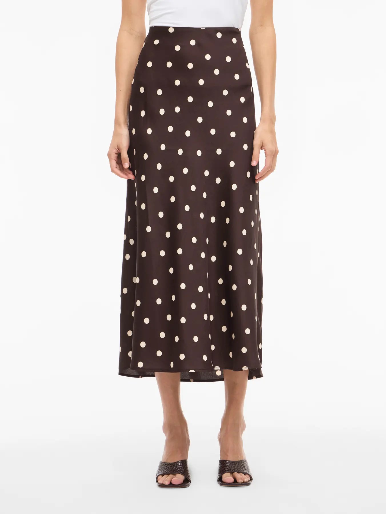 VIELLETTE HW MIDI SKIRT COFFEE BEAN DOT