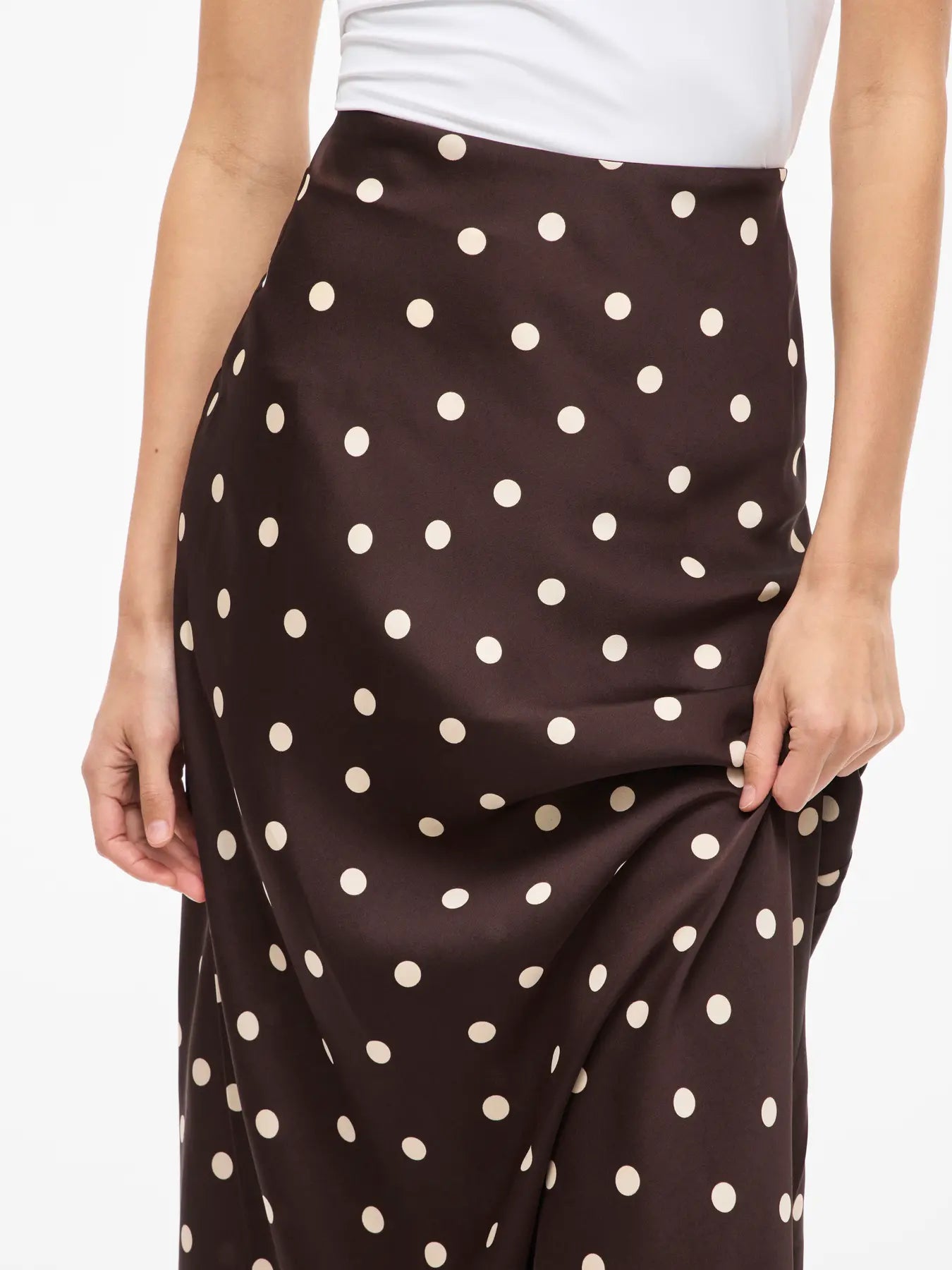 VIELLETTE HW MIDI SKIRT COFFEE BEAN DOT