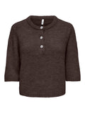 ONLMAGGIE SS BUTTON O-NECK BROWN