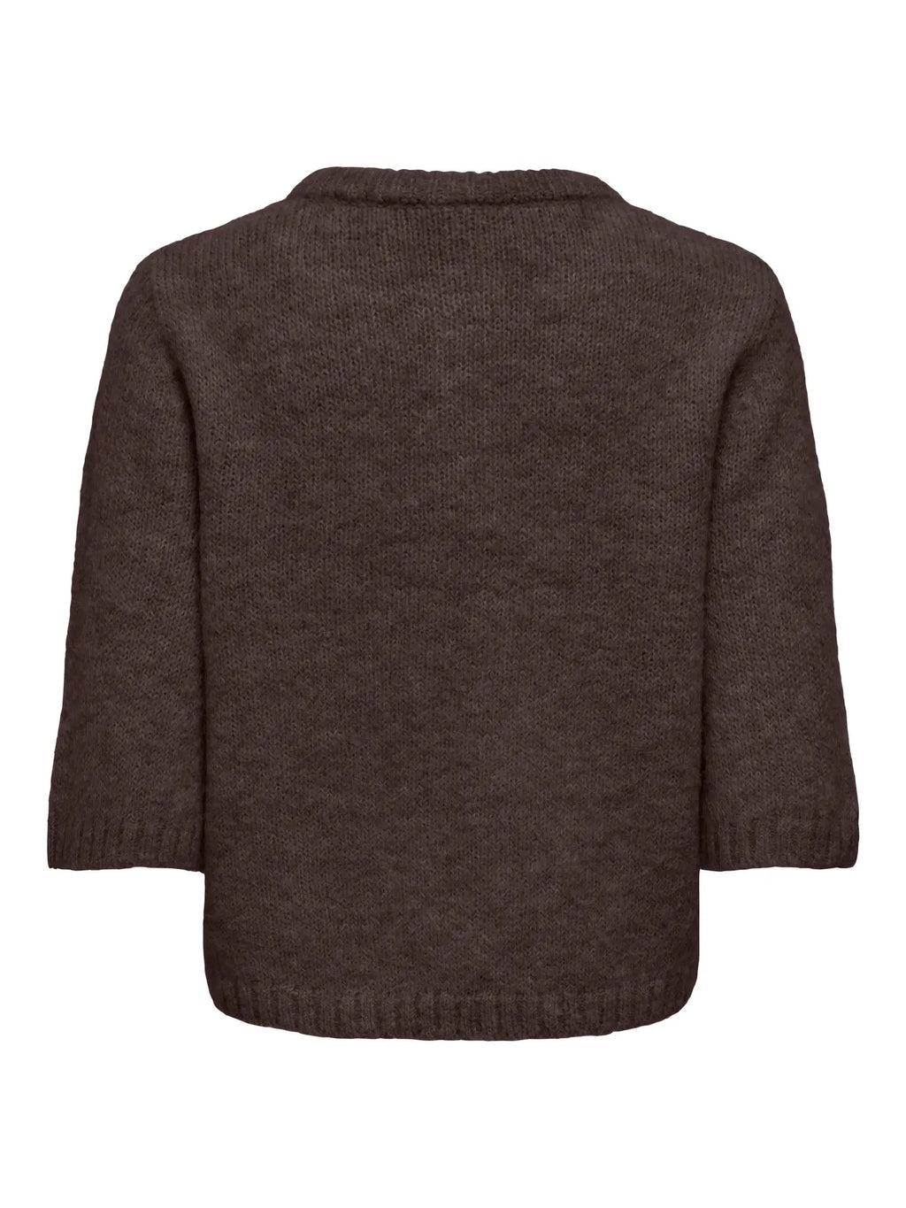 ONLMAGGIE SS BUTTON O-NECK BROWN