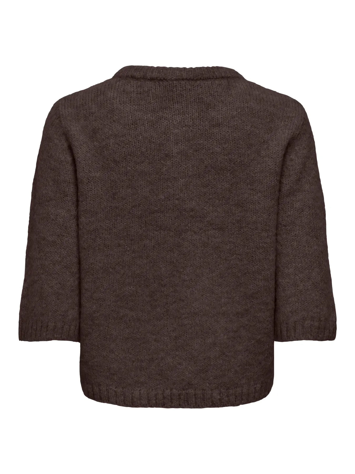 ONLMAGGIE SS BUTTON O-NECK BROWN