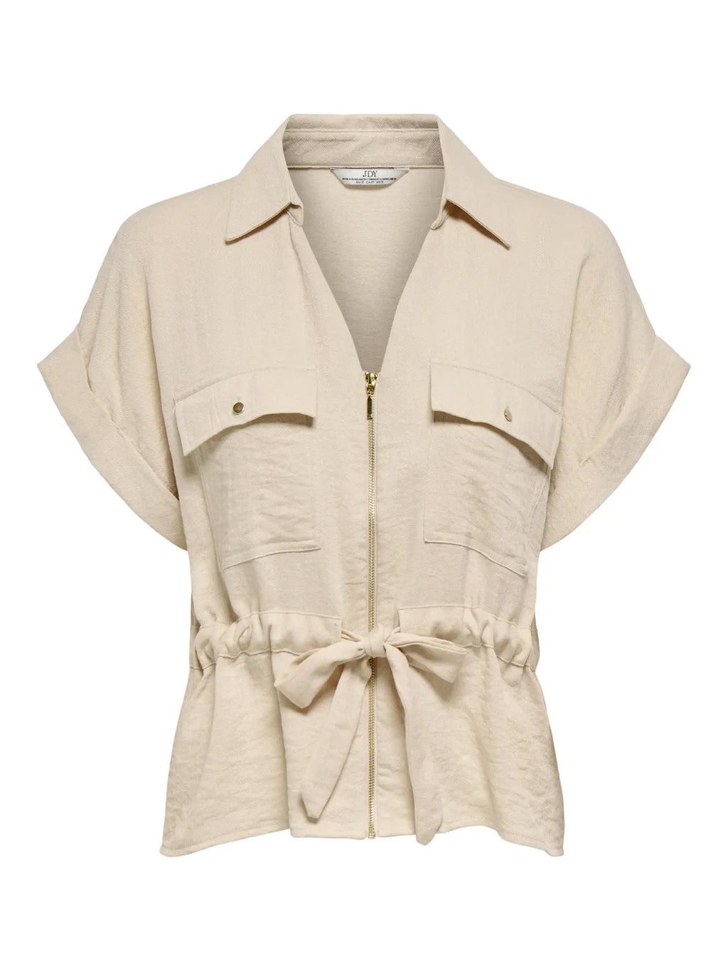 JDYMILLE S/S ZIP SHIRT SANDSHELL