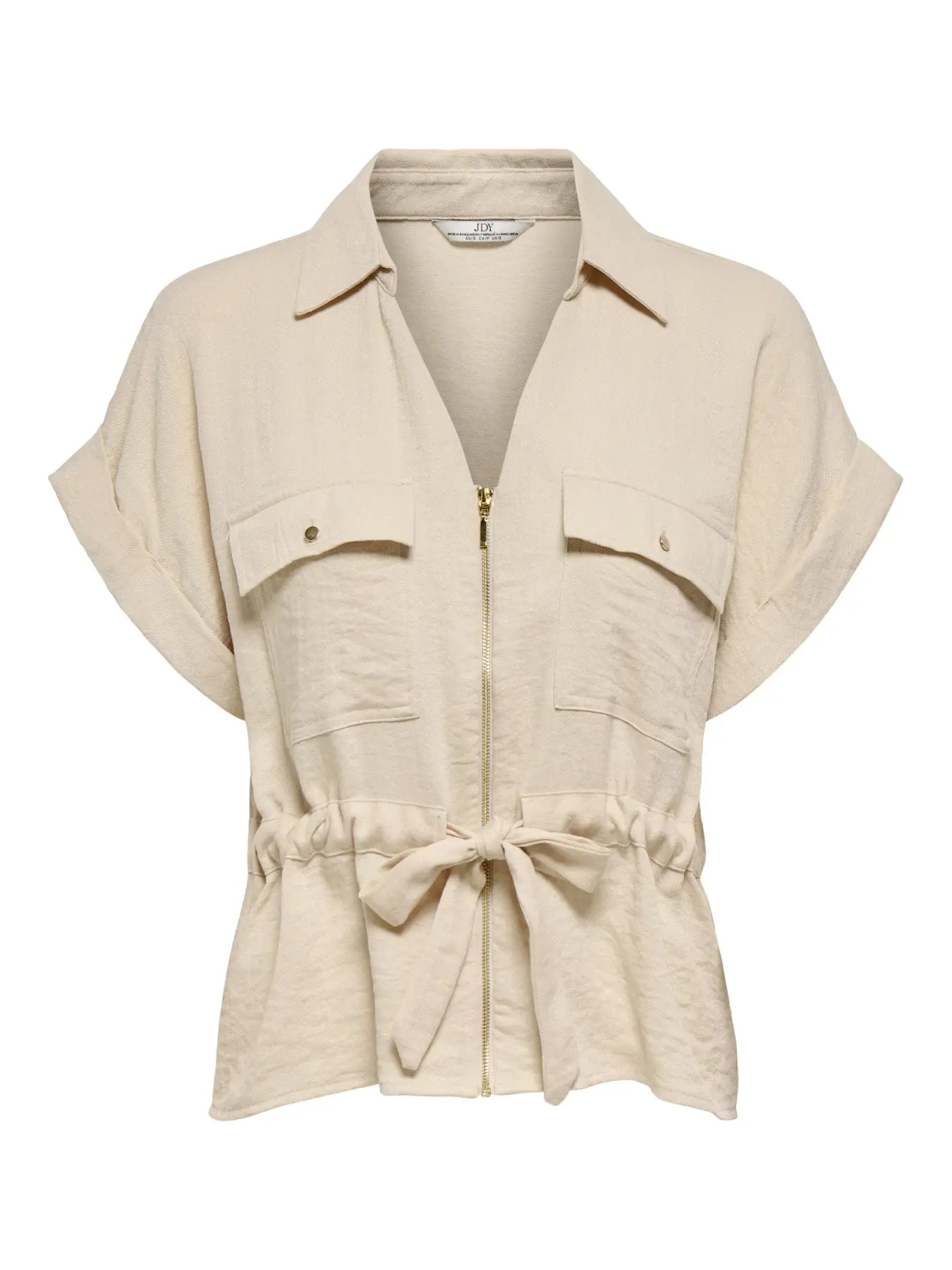 JDYMILLE S/S ZIP SHIRT SANDSHELL