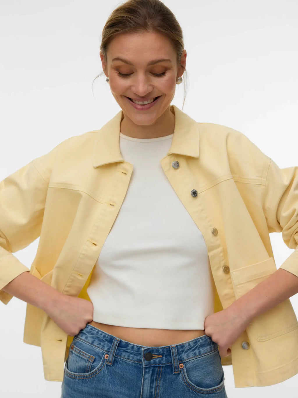 VMJAMIE LS DENIM SHACKET MELLOW YELLOW