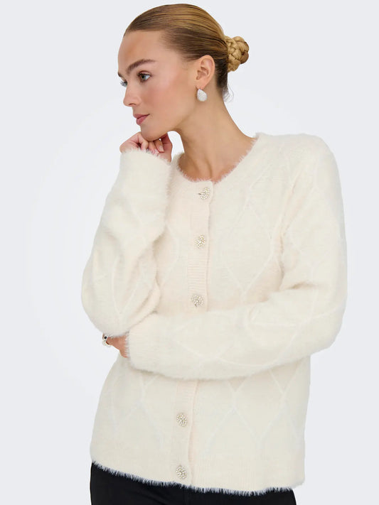 JDYJAYLA L/S O-NECK CARDIGAN ECRU