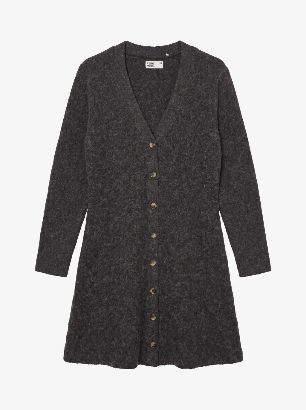 VMDOFFY LS V-NK BUTTON DRESS CHOCOLATE