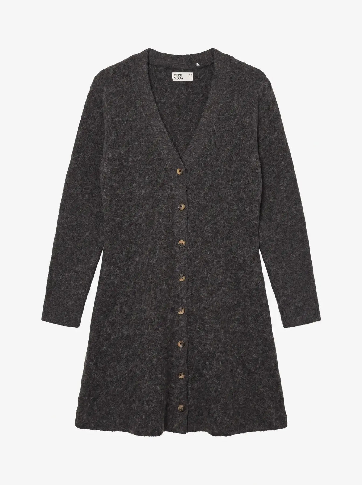 VMDOFFY LS V-NK BUTTON DRESS CHOCOLATE