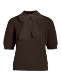 VIITZA O-NECK 2/4 BOW KNIT TOP COFFEE BEAN