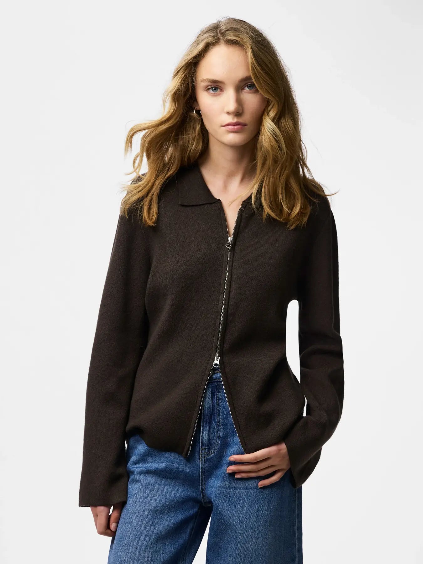 PCRAJA LS ZIP KNIT CARDIGAN