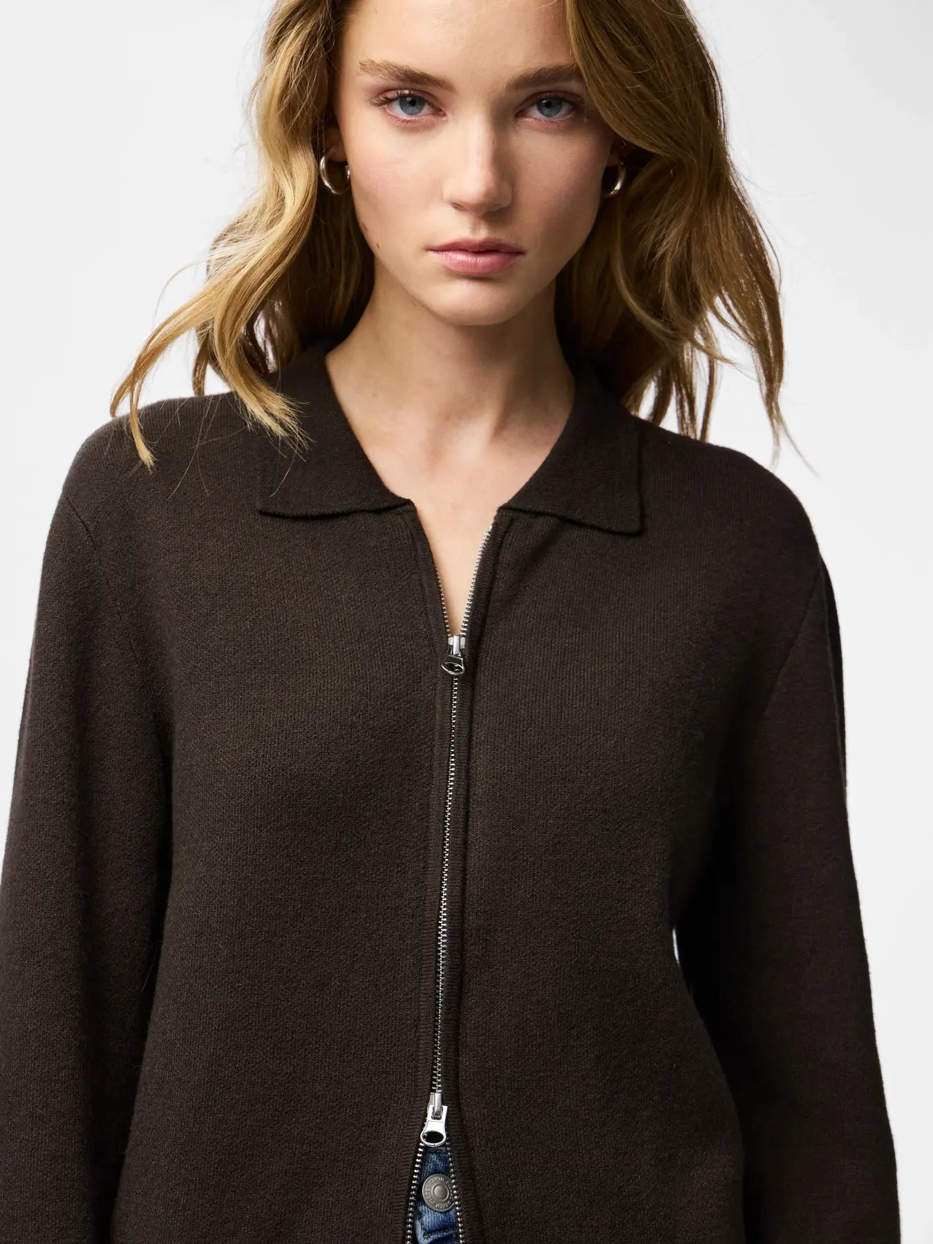 PCRAJA LS ZIP KNIT CARDIGAN