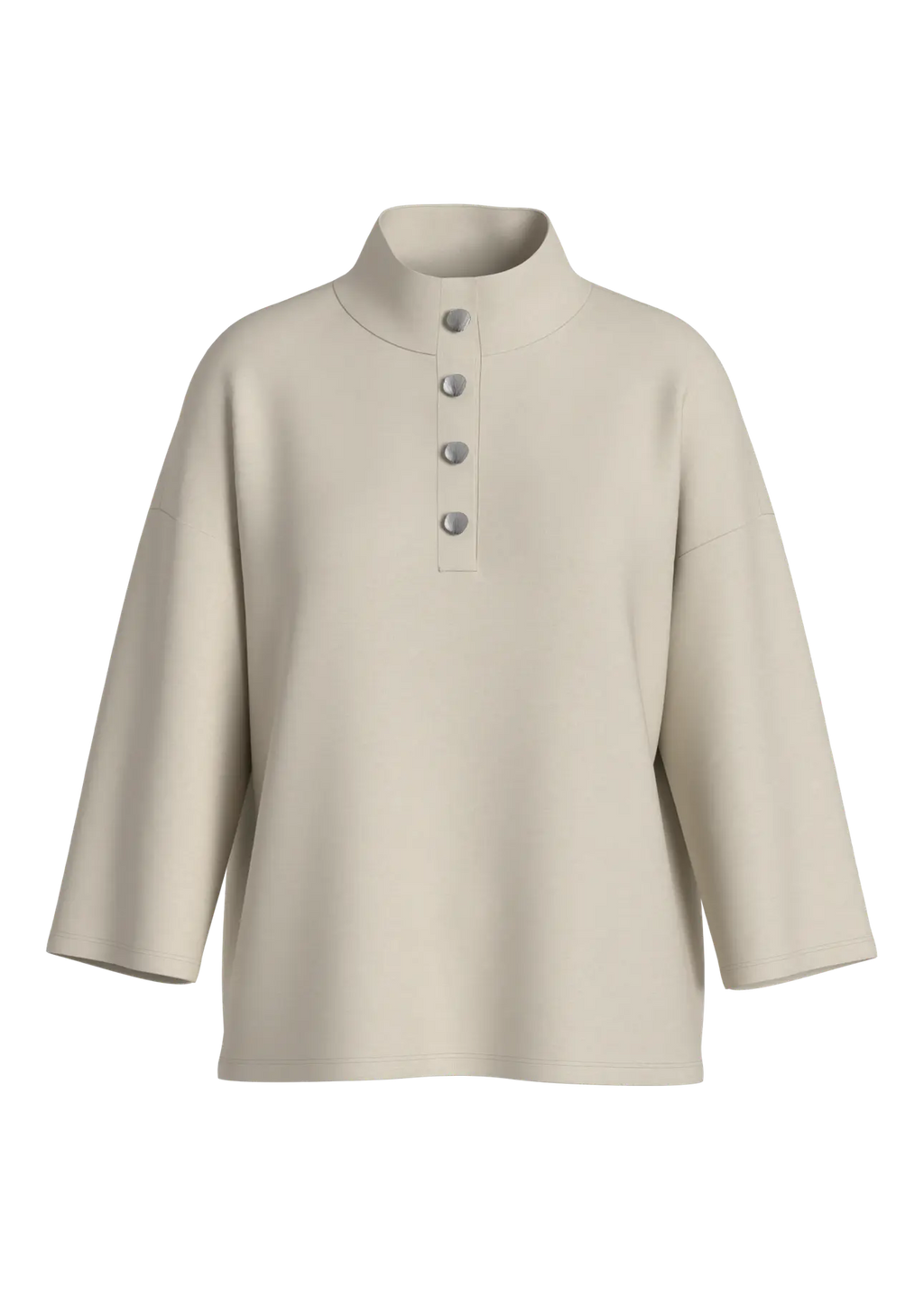 VISIFFI HIGH NECK 3/4 BUTTON TOP