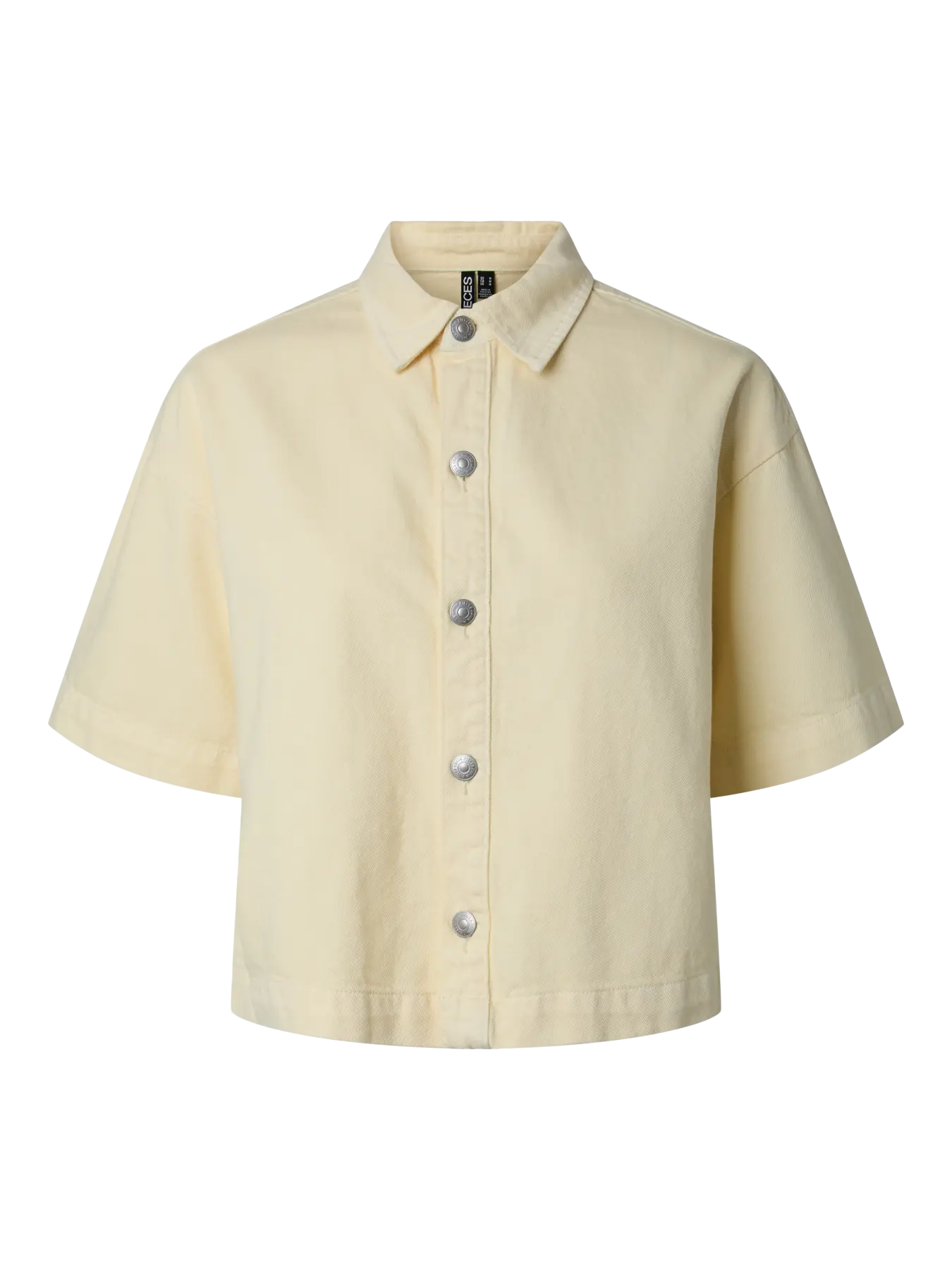 PCSKY SS A-SHAPE DENIM TOP FRENCH VANILLA