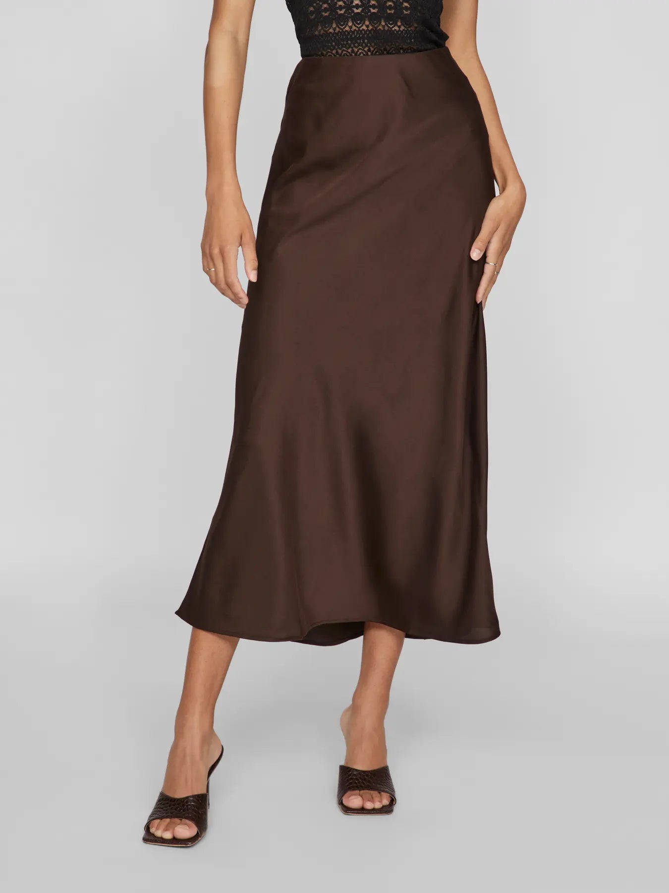 VIELLETTE HW MIDI SKIRT COFFEE BEAN