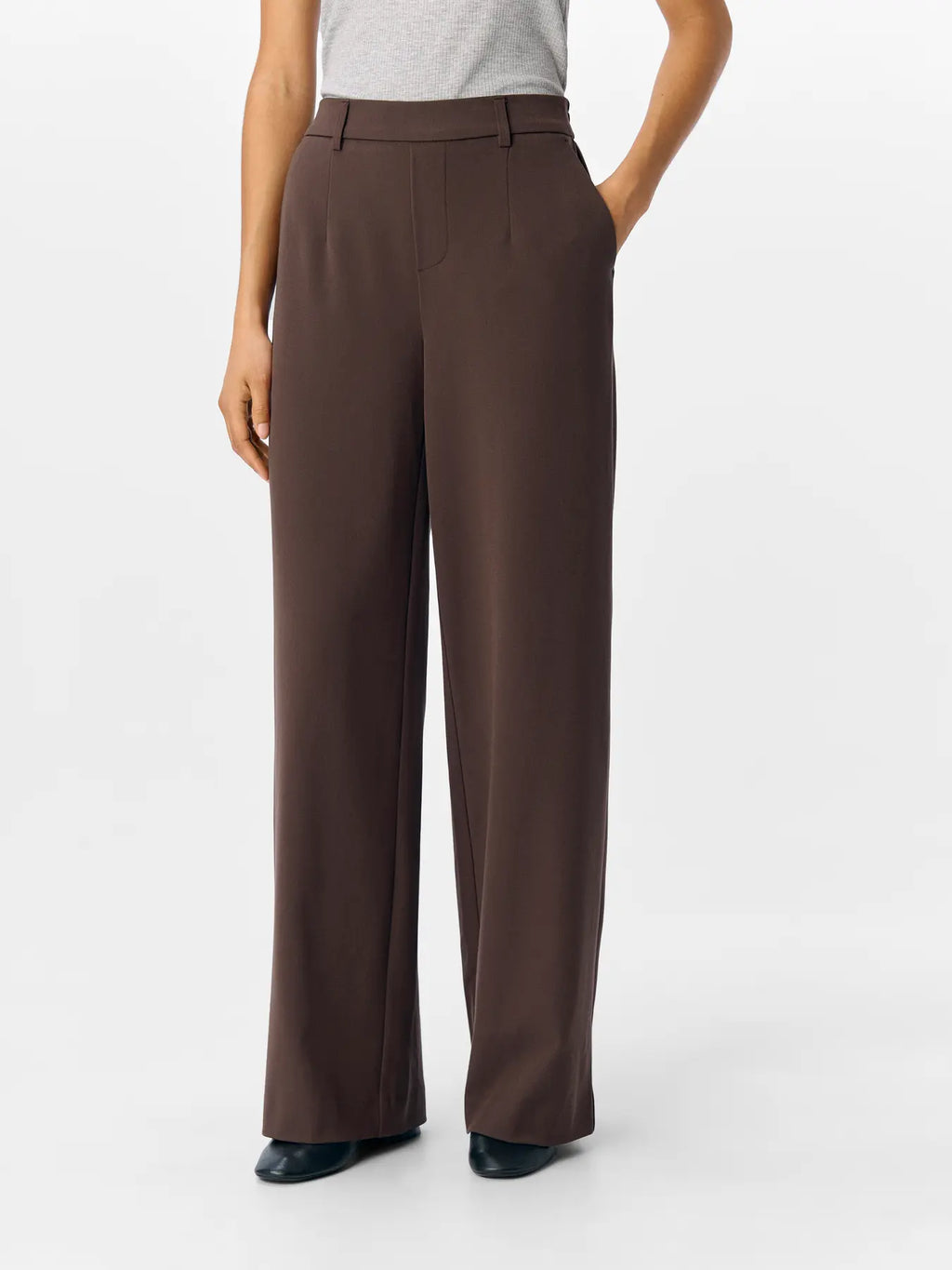 OBJLISA WIDE PANT SEAL BROWN