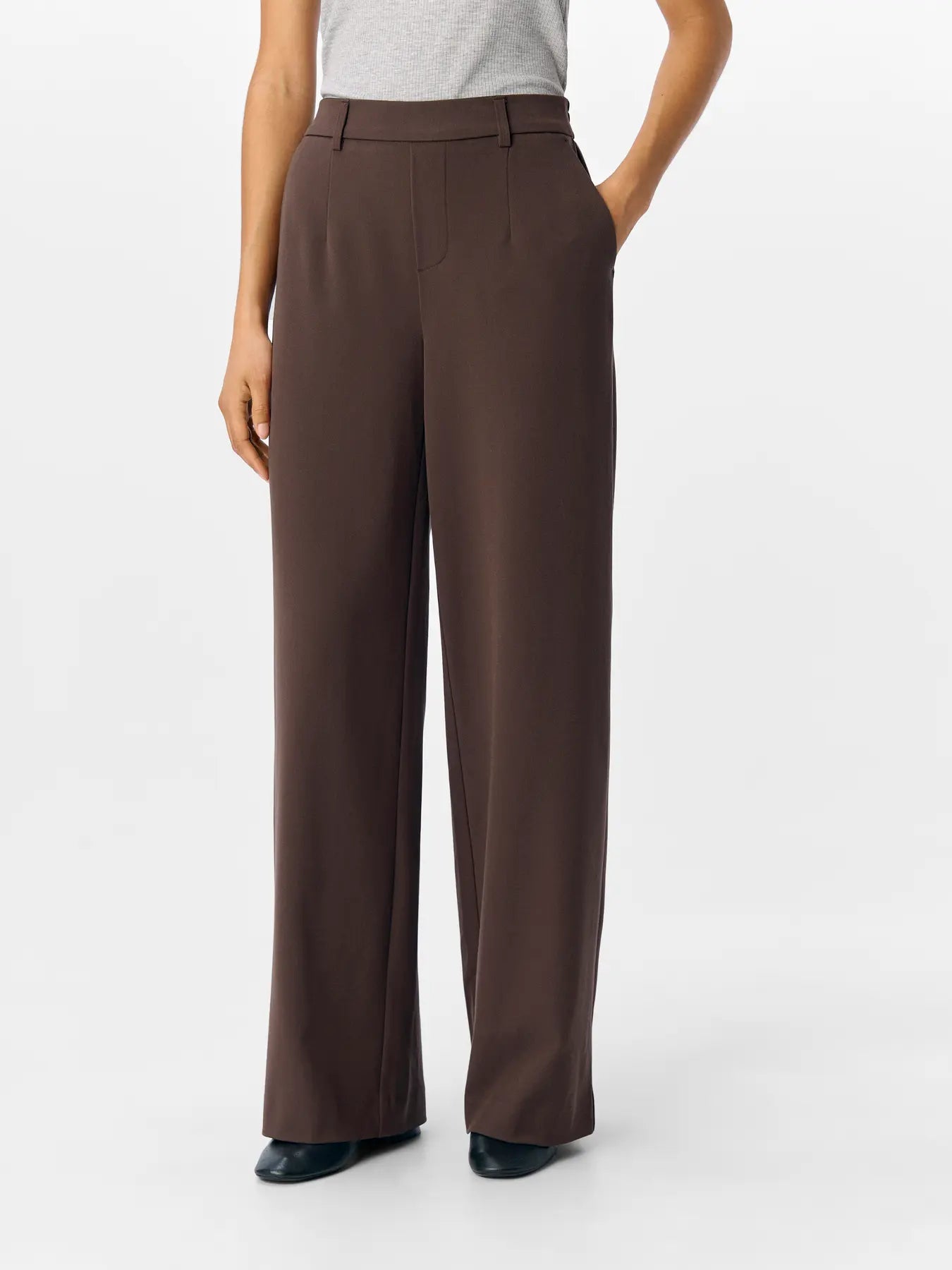 OBJLISA WIDE PANT SEAL BROWN