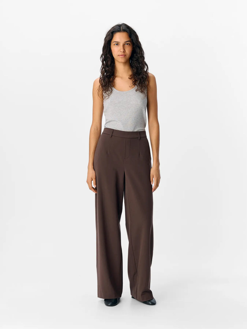 OBJLISA WIDE PANT SEAL BROWN