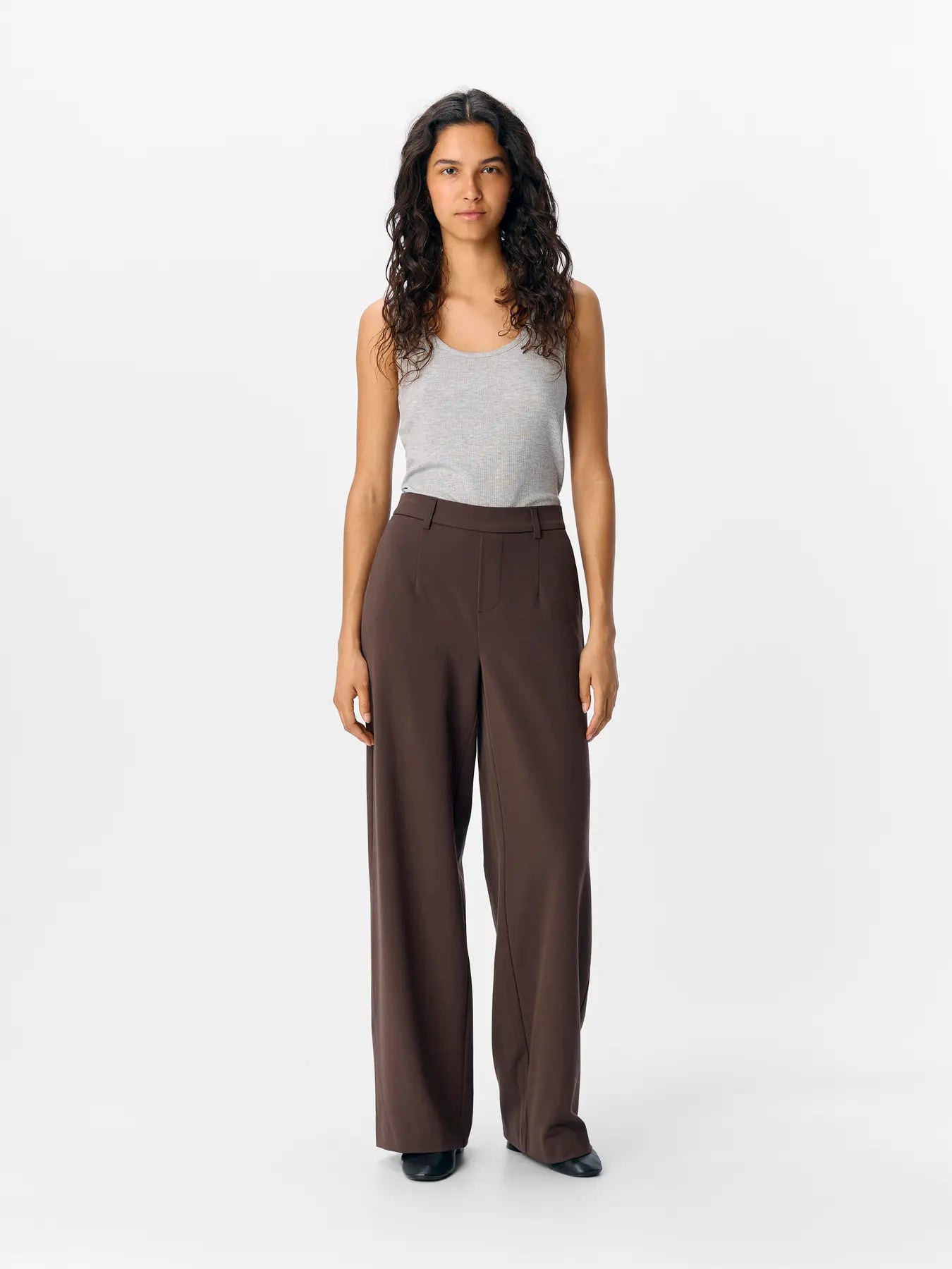 OBJLISA WIDE PANT SEAL BROWN