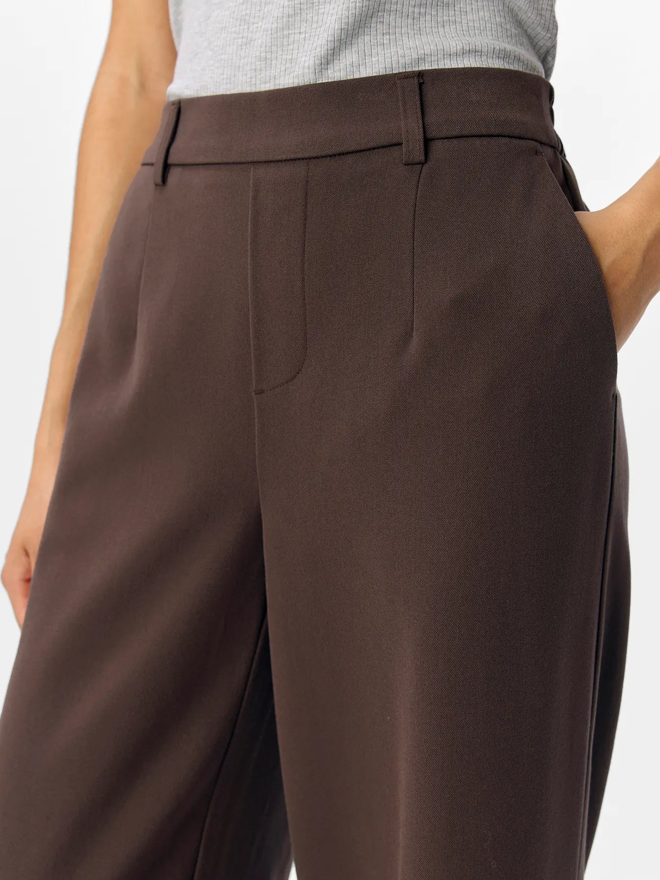OBJLISA WIDE PANT SEAL BROWN