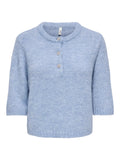 ONLMAGGIE SS BUTTON O-NECK DUSTY BLUE