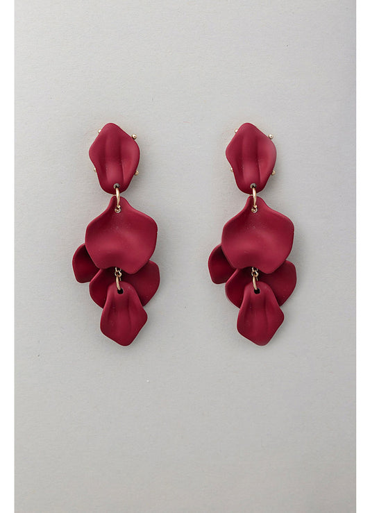 Leaf Earrings Matt Burgundy