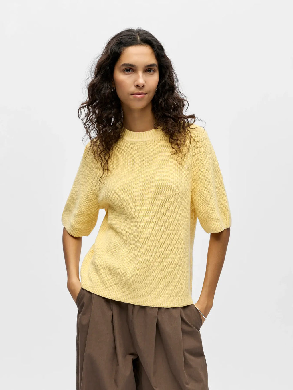 OBJFLO S/S KNIT PULLOVER SUNLIGHT
