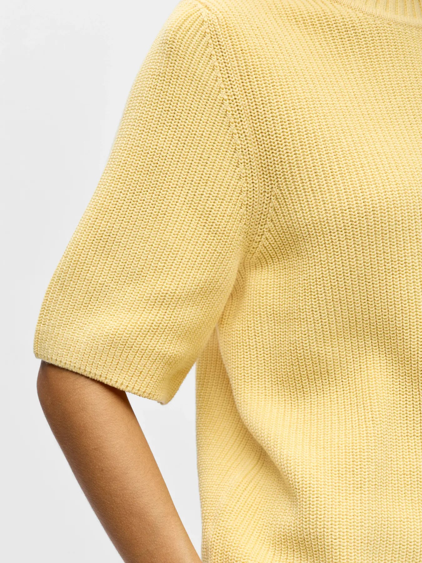 OBJFLO S/S KNIT PULLOVER SUNLIGHT