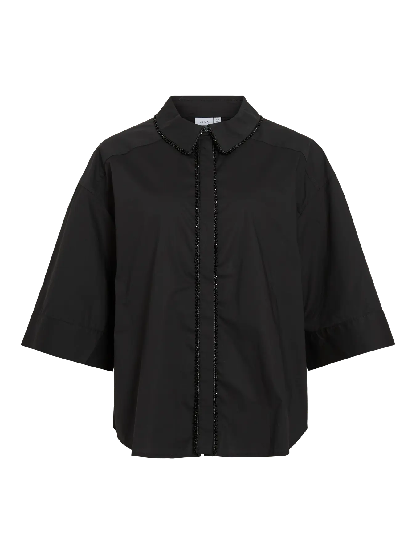 VILARA 3/4 LOOSE SHIRT- Black