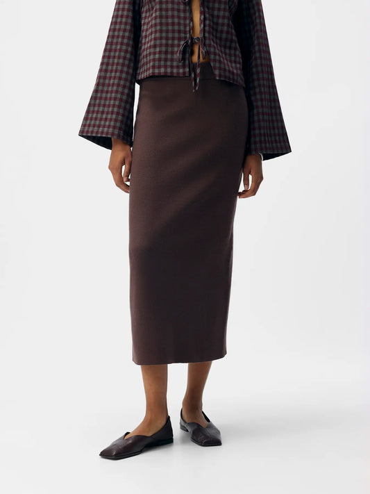 OBJREYNARD HW KNIT SKIRT SEAL BROWN