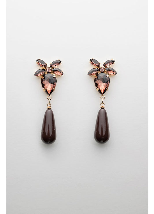 Stone Drop Earrings Brown
