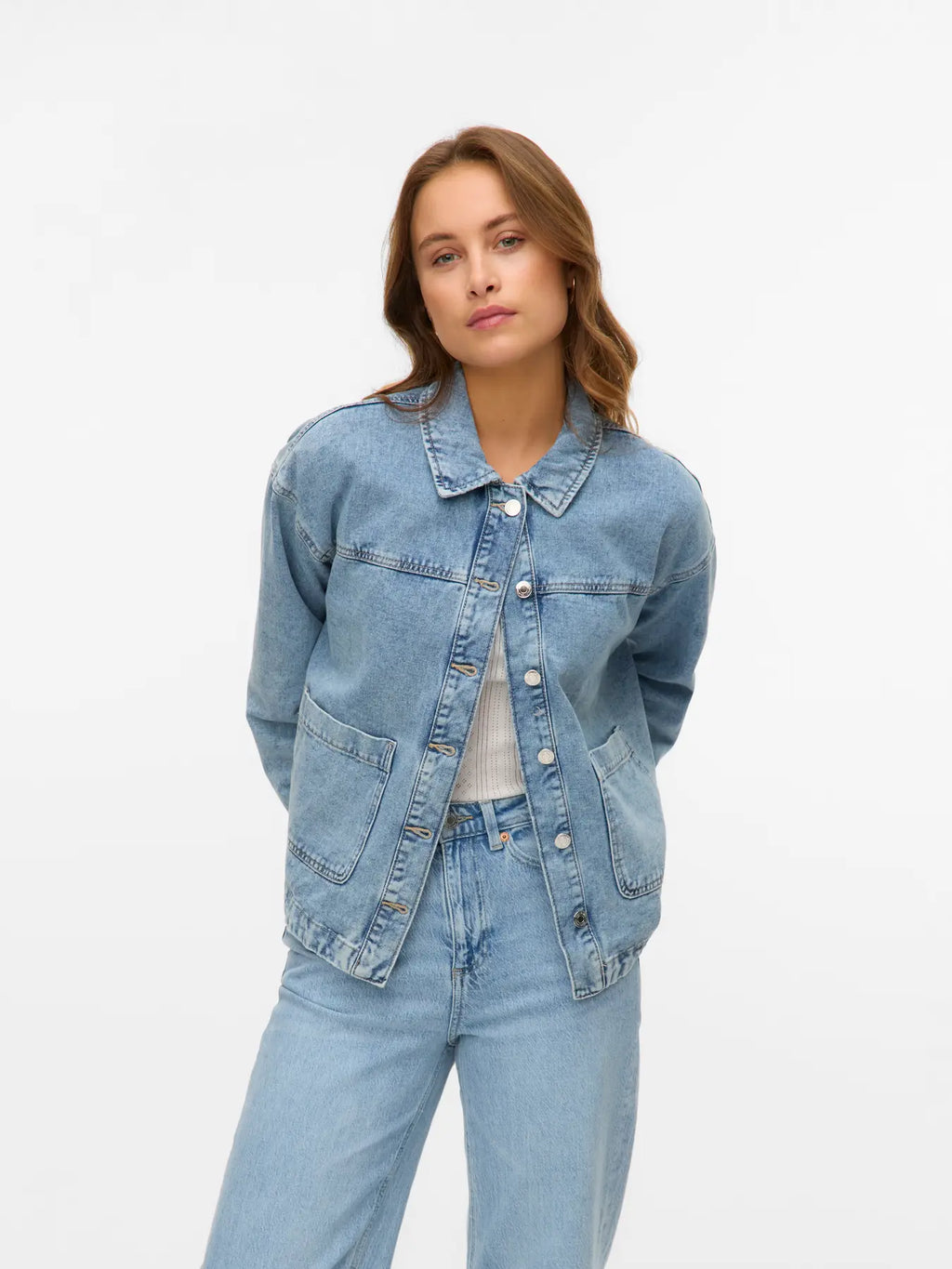 VMJAMIE LS DENIM SHACKET LIGHT BLUE DENIM