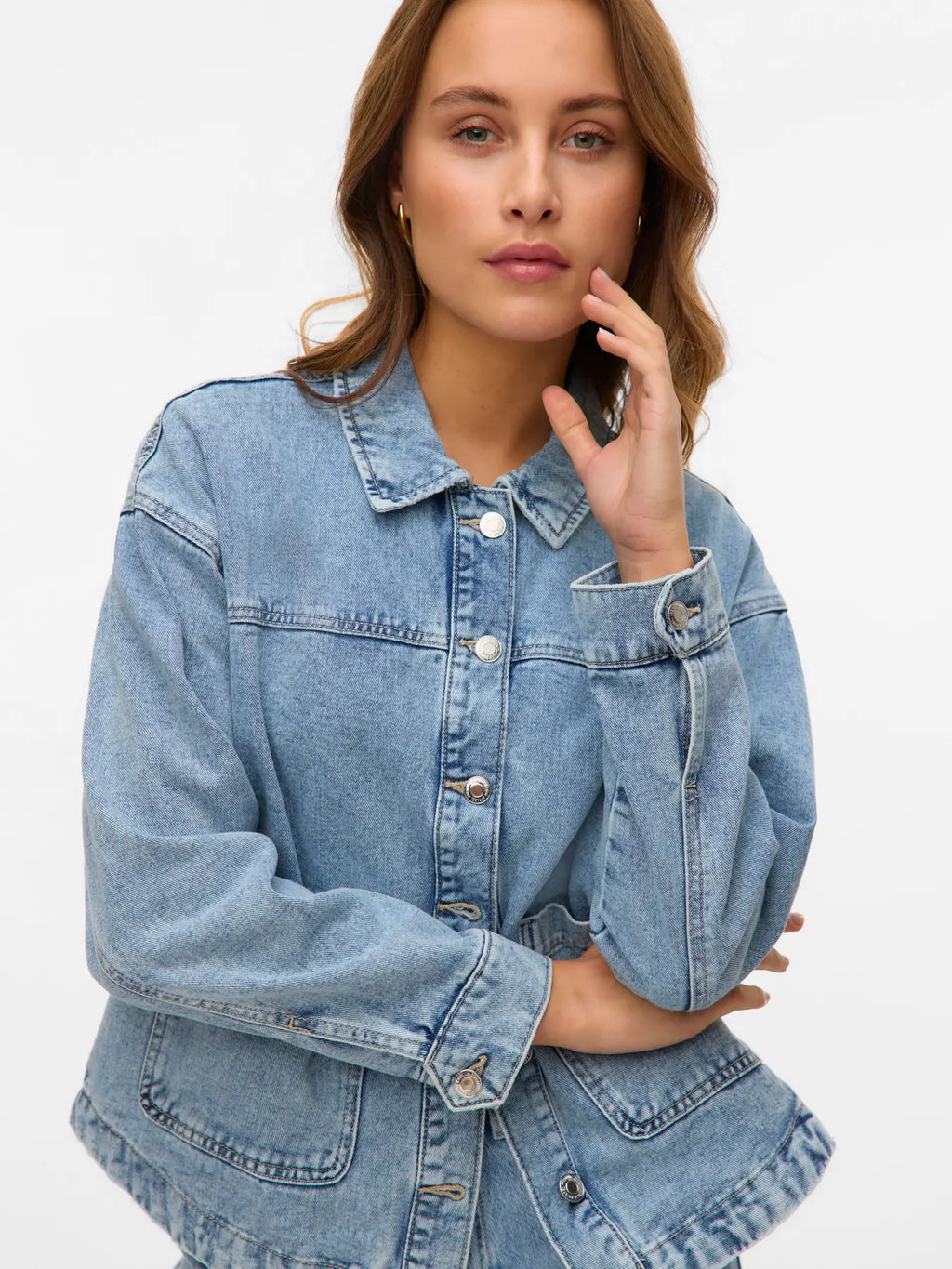 VMJAMIE LS DENIM SHACKET LIGHT BLUE DENIM
