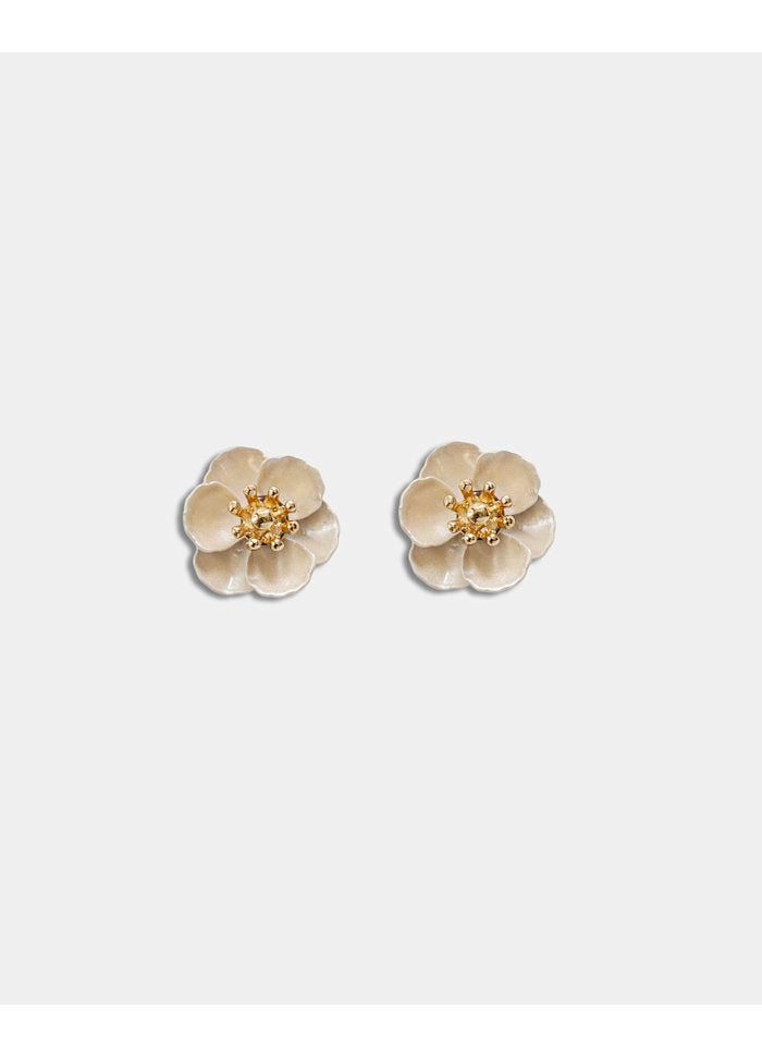 Flower Petite Earrings Pearl Beige