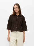 OBJKAISA FLORA 3/4 KNIT CARDIGAN SEAL BROWN MELANGE
