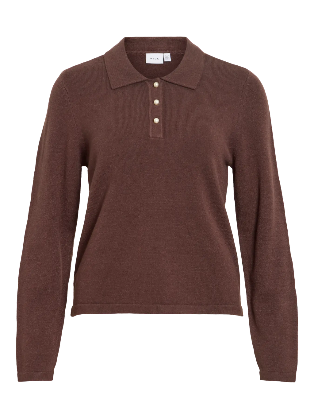 VIRIL L/S POLO PULLOVER KNIT COFFEE BEAN