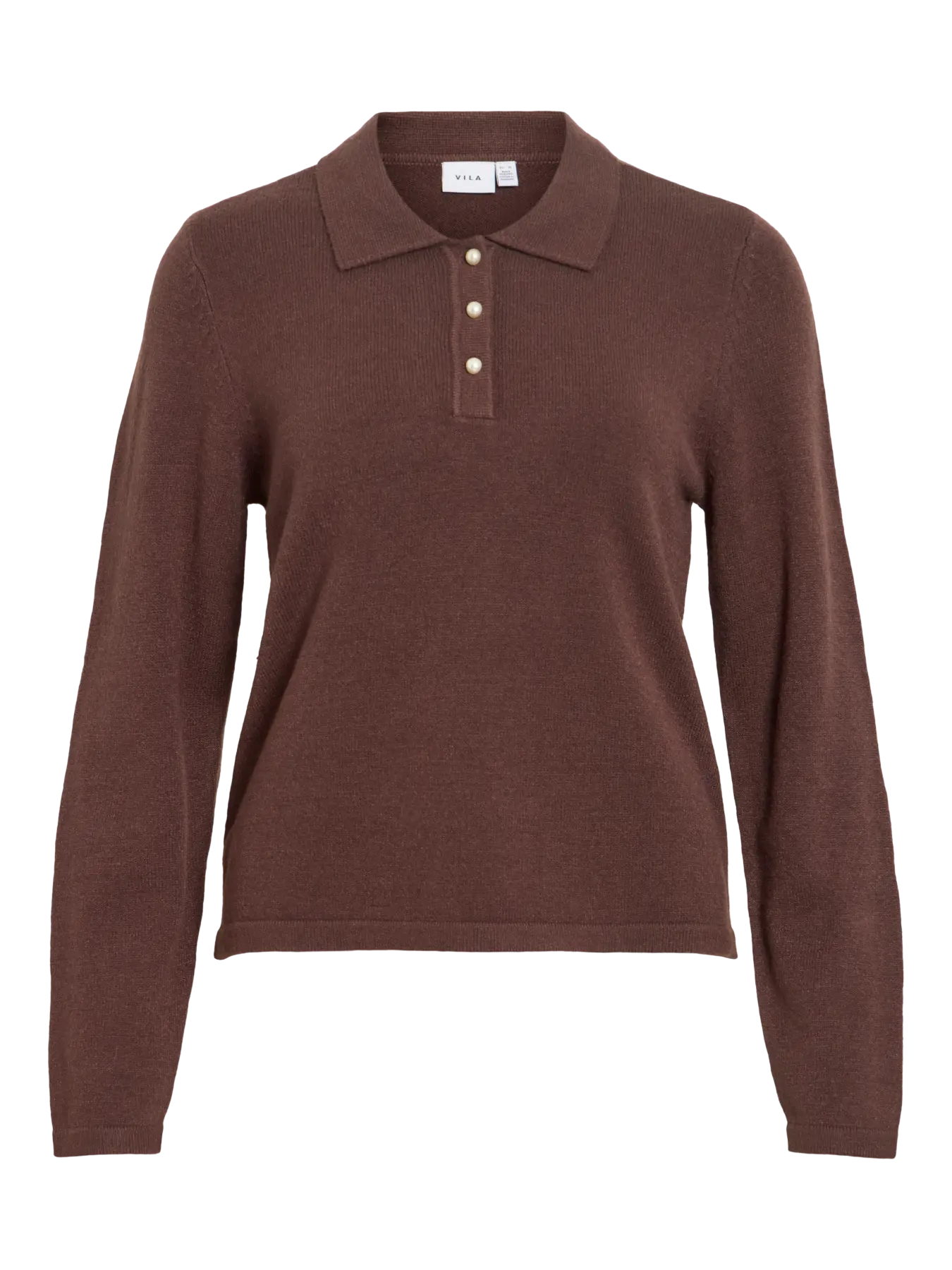 VIRIL L/S POLO PULLOVER KNIT COFFEE BEAN