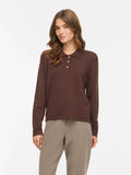 VIRIL L/S POLO PULLOVER KNIT COFFEE BEAN