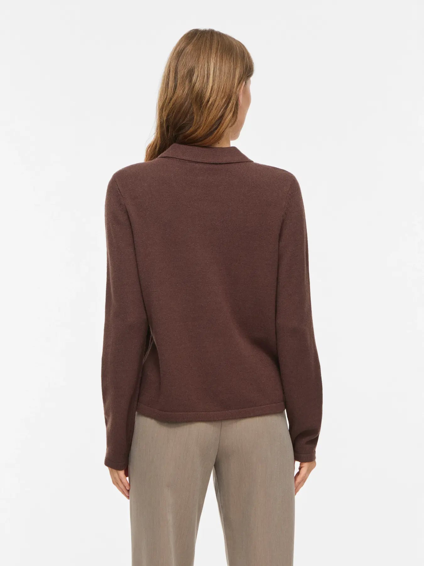 VIRIL L/S POLO PULLOVER KNIT COFFEE BEAN