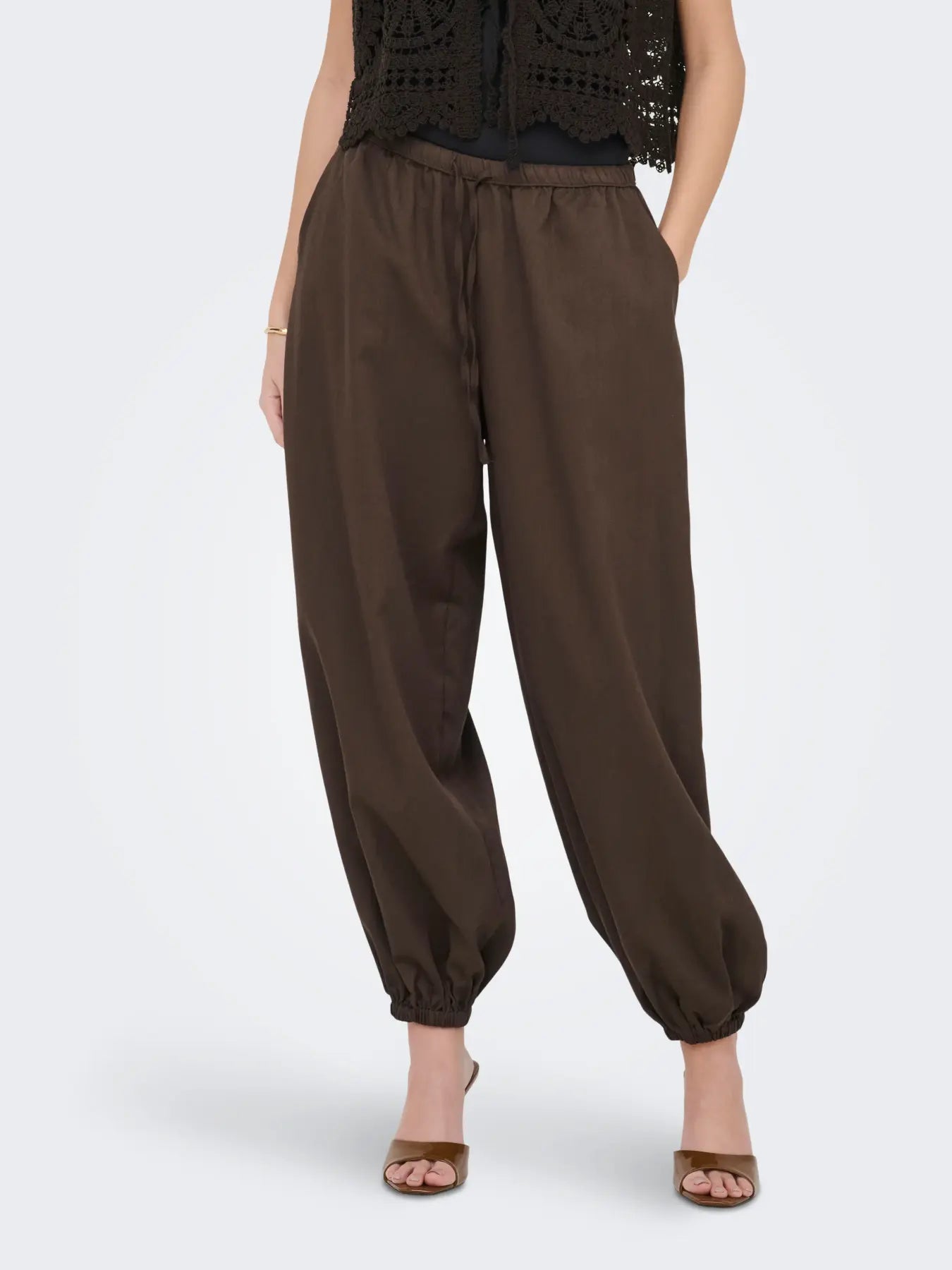 JDYPALOMA MW LOOSE PANT DARK EARTH