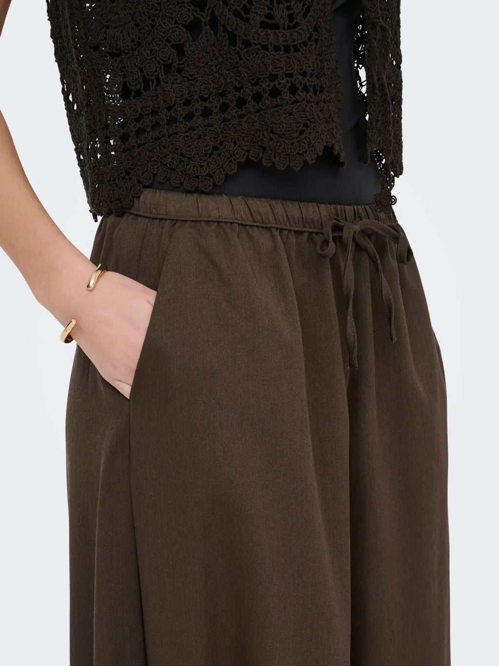 JDYPALOMA MW LOOSE PANT DARK EARTH