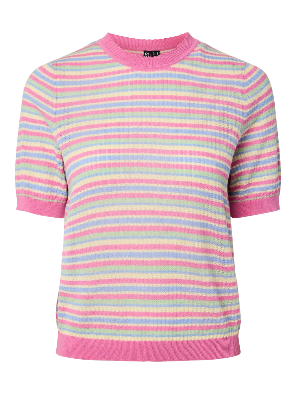 PCDIANA SS O-NECK STRIPE KNIT WILD ORCHID