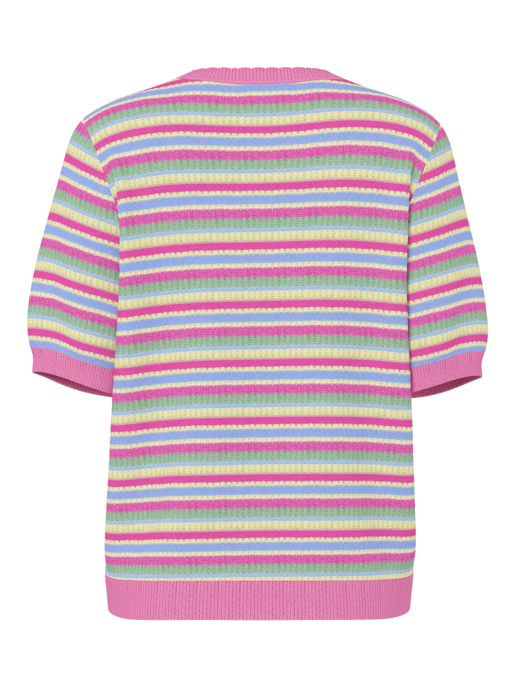 PCDIANA SS O-NECK STRIPE KNIT WILD ORCHID