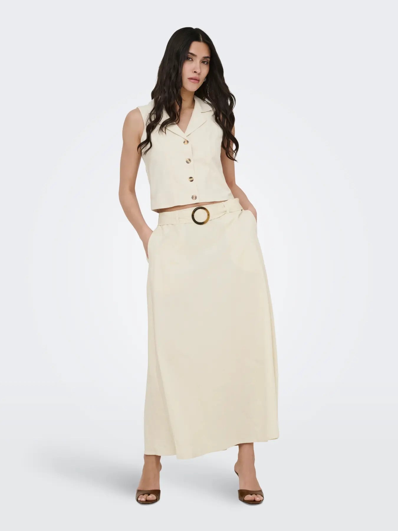 JDYMILAN LINEN HW BELTED SKIRT